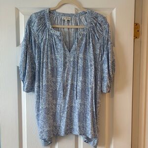 Wonderly Light Blue Patterned Blouse
